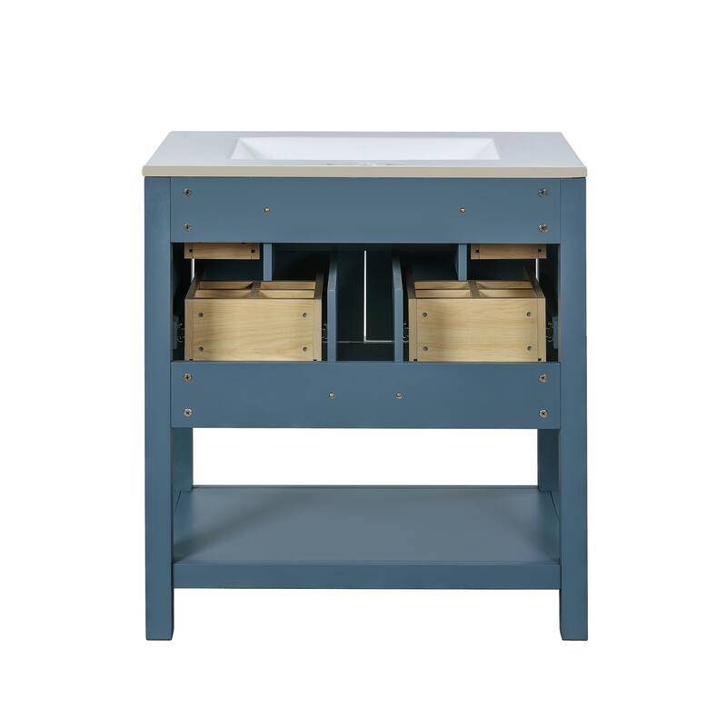 30 in. W x 18 in. D x 34 in. H Single Sink Freestanding Bath Vanity with White Sink Top - 30'' x 18'' x 34''