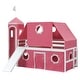 preview thumbnail 11 of 31, Castle Frame Bed Wood Loft Bed Loft Bed Convertible To Mini Playground with Pink Tent and Tower, Child Bed Tent