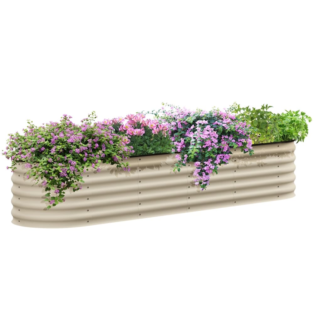 Outsunny 7.9' x 2' x 1.4' Galvanized Raised Garden Bed Kit, Outdoor Metal Elevated Planter Box