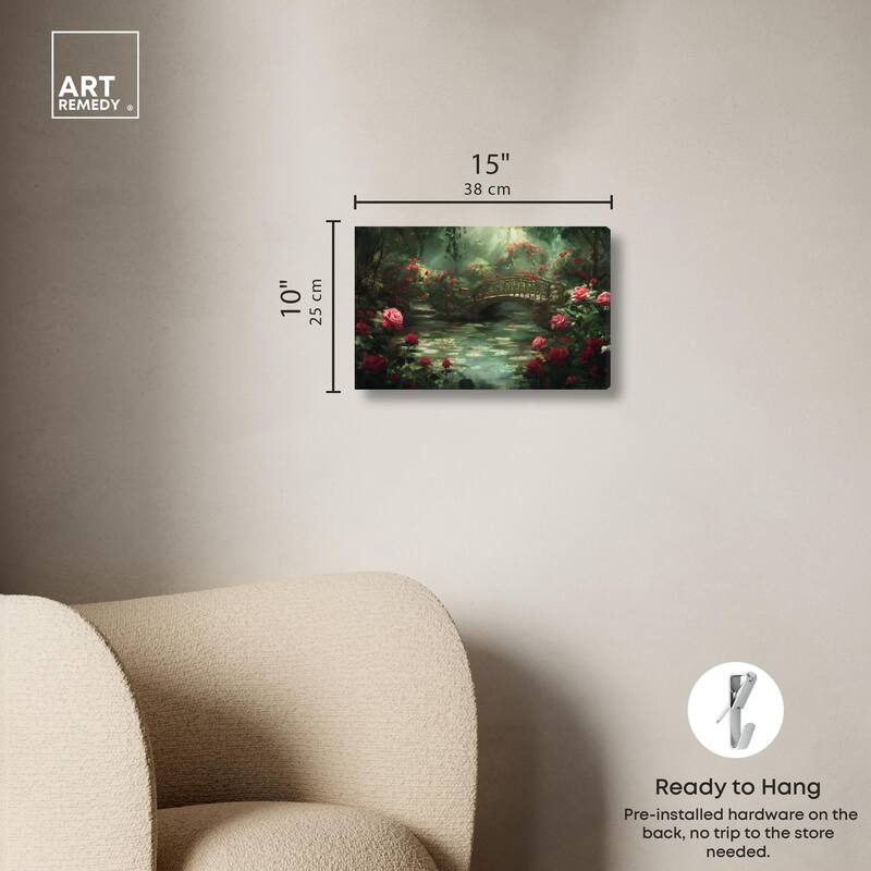 Rose Garden Bridge Canvas by Art Remedy, Gallery Wrapped