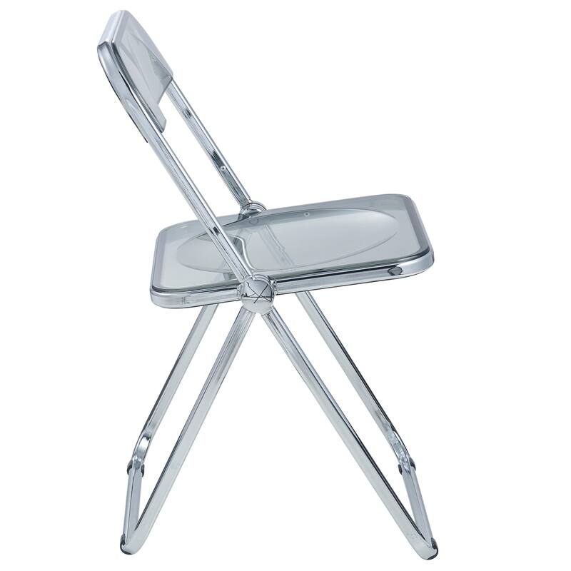 LeisureMod Lawrence Acrylic Folding Dining Chairs and Dining Table Set