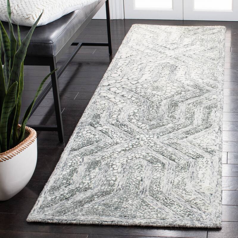 SAFAVIEH Handmade Restoration Vintage Sopho Wool Rug - 2'3" x 8' Runner - Charcoal/Ivory