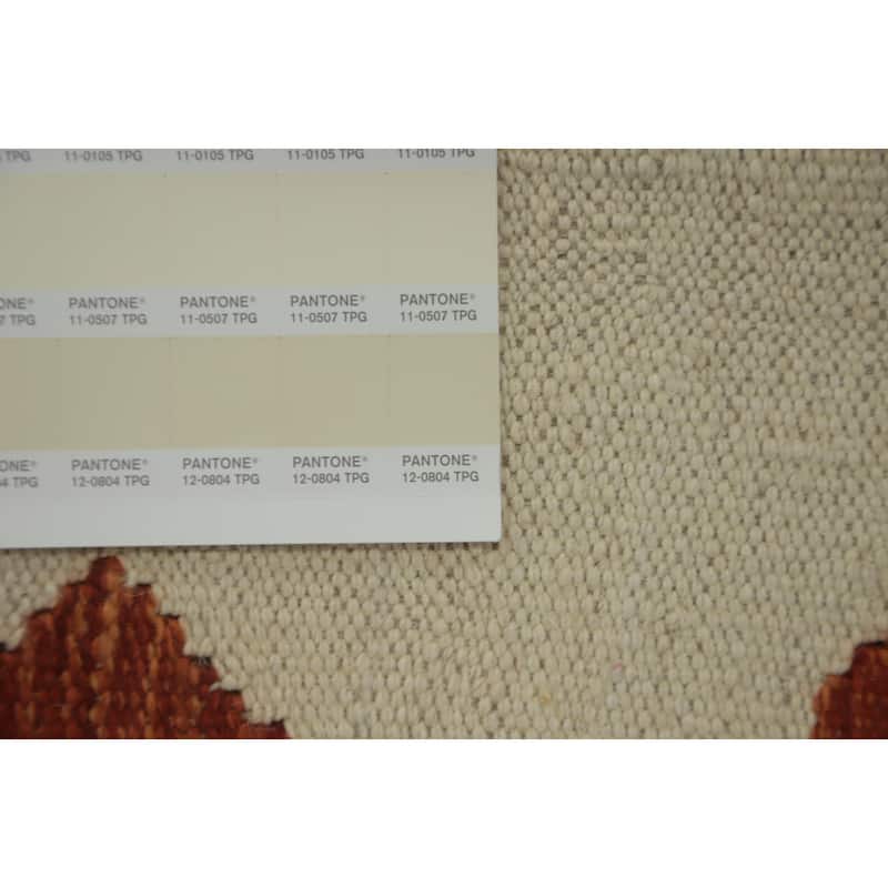 Hand Woven Oriental 100% Wool Carpet Southwestern Tribal Beige & Ivories Kilim Area Rug - 12' 10'' X 10' 0''