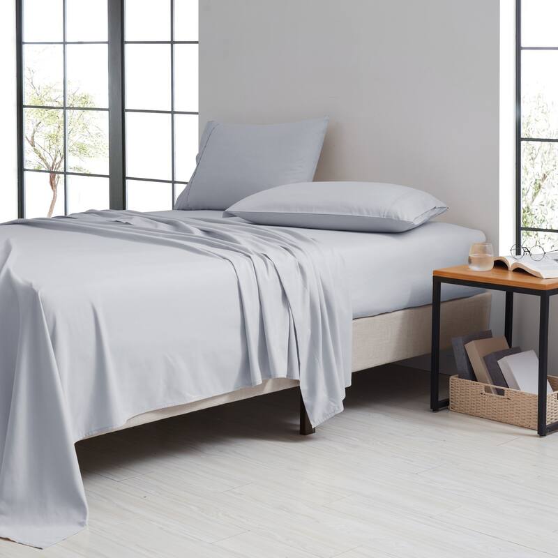 Rayon 4 Piece Luxury Solid Sheet Set - Twin - Silver