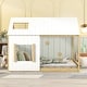 preview thumbnail 2 of 7, White+Natural Whimsical Pine Wood Twin House Bed with Roof and Window
