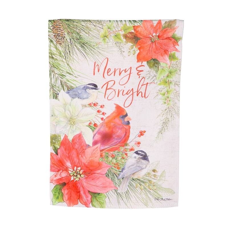 12.5 in. x 18 in. Merry and Bright Cardinal Suede Garden Flag