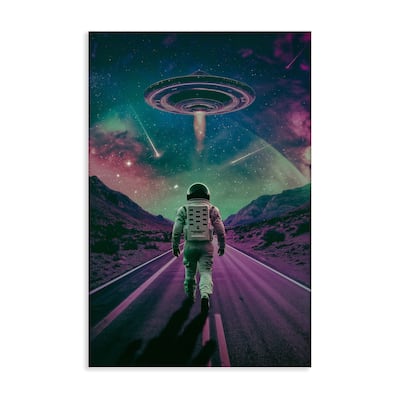 Stupell Alien Spaceship over Astronaut Canvas Wall Art Design By Wumples