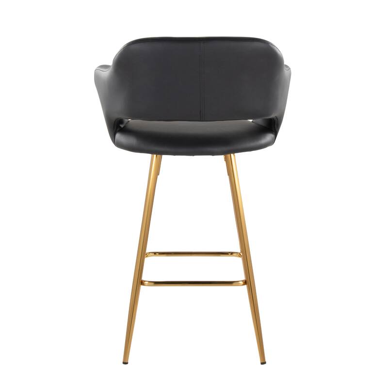 Porch & Den Vallen 26" Fixed-Height Faux Leather Counter Stool with Metal Legs & Square Footrest (Set of 2)