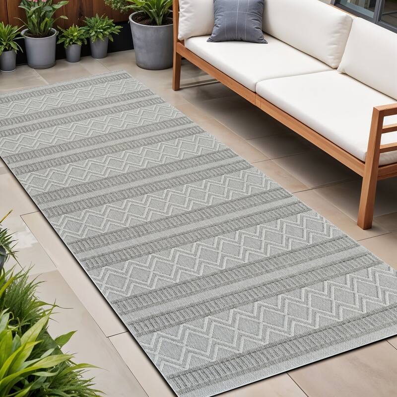 Anava Stripe Weather Resistant Current & Stylish Runner Outdoor Rug - 8' Runner - 8' Runner - Multi