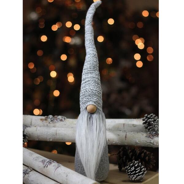 16 Winter S Beauty Grey Cone Gnome Wooden Button Nose Table Top Decoration Overstock 17034327
