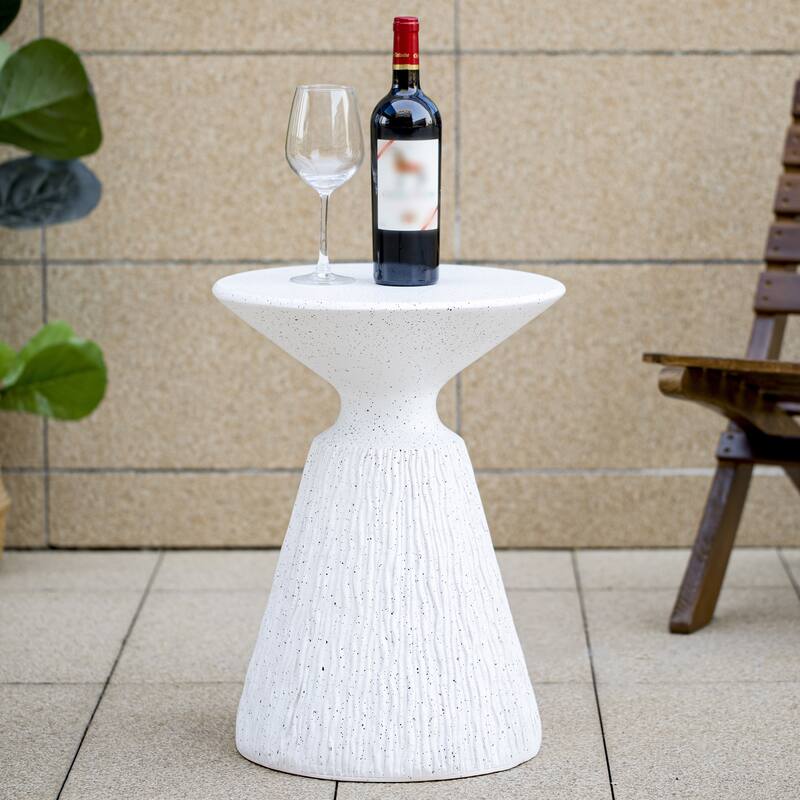 Christopher Knight Home - 15.50'' Retro Textured MGO Pedestal Side Table for Indoor and Outdoor Use - White Marble/15.5"W