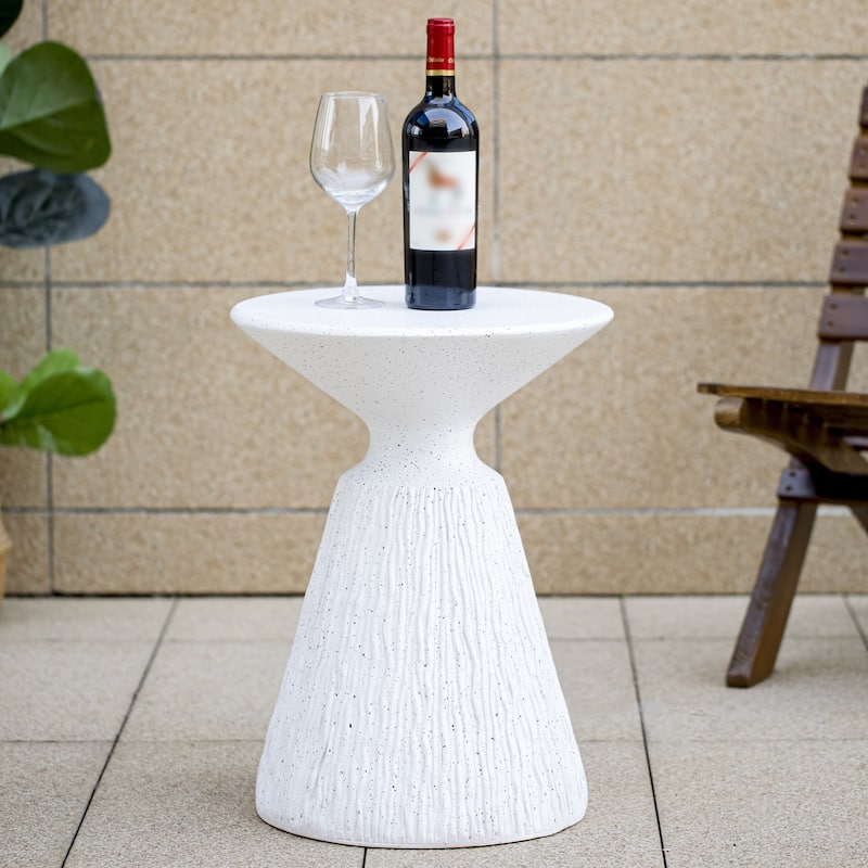 Christopher Knight Home - 15.50'' Retro Textured MGO Pedestal Side Table for Indoor and Outdoor Use - White Marble - White Marble