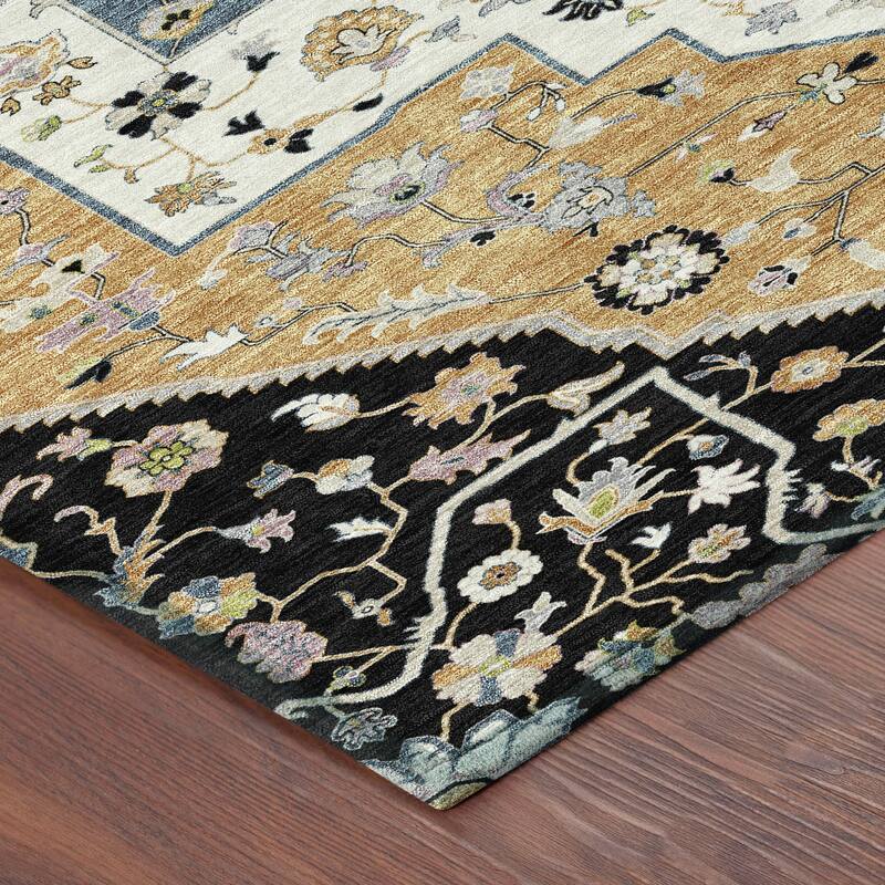 Machine Washable Indoor/ Outdoor Traditional Kolkata Chantille Rug