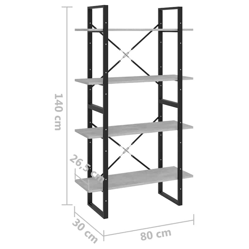 vidaXL 4-Tier Book Cabinet Black 31.5"x11.8"x55.1" Solid Pine Wood