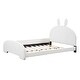 preview thumbnail 12 of 12, Full Size Upholstered Platform Bed with Cartoon Ears Headboard, White - Sturdy Frame & Comfortable Design for Kids