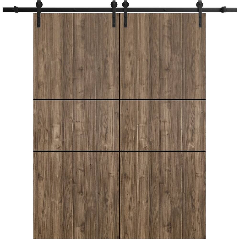 Sturdy Double Barn Door 36 x 80 with Planum 0014 Walnut with 13FT