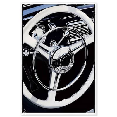 Notoriart Classy Steering Wheel Framed Car 1 Piece Canvas Wall Art