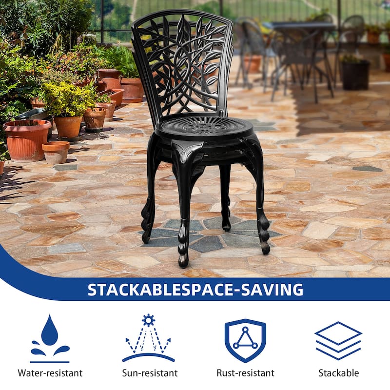 Moasis Set of 2 Cast Aluminum Outdoor Dining Chairs Patio Bistro Chairs for Backyard