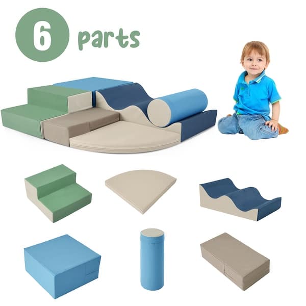 slide 2 of 25, 6 in 1 Soft Foam Playset Play Equipment Climb and Crawl Playground Multi
