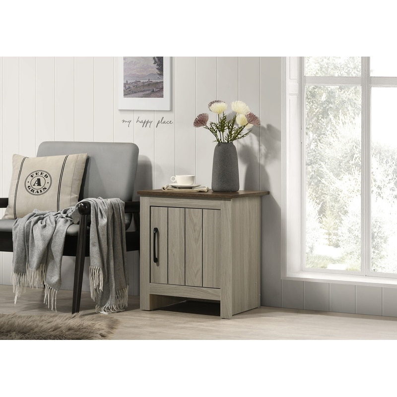 End Table, Side Table, Nightstand with Cabinet Door - Gray