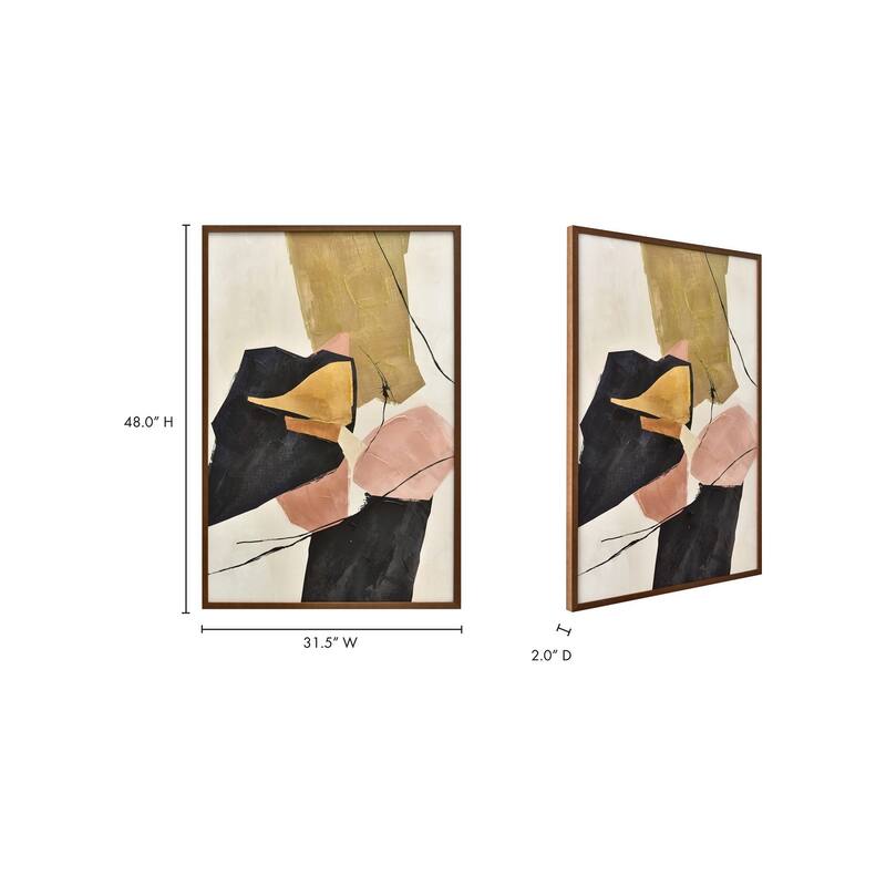 Aurelle Home Abtract Framed Pink & Olive Painting