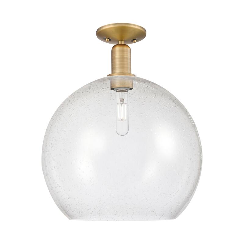 Innovations Lighting Endless Possibilities Arcadia - Athens - 1 Light 14" Semi-Flush Mount - Brushed Brass/Seedy