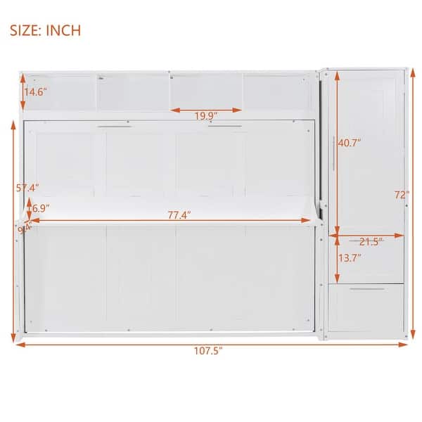 dimension image slide 4 of 6, Full and Queen Murphy Beds Wall Beds with Wardrobes and Drawers