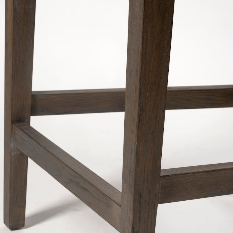 Kensington Beige Fabric Seat with Brown Solid Wood Frame Bar Stool