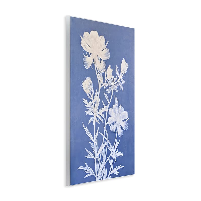 Stupell Cerulean Botanical Pattern Wall Plaque Art Design By Petals Prints Design