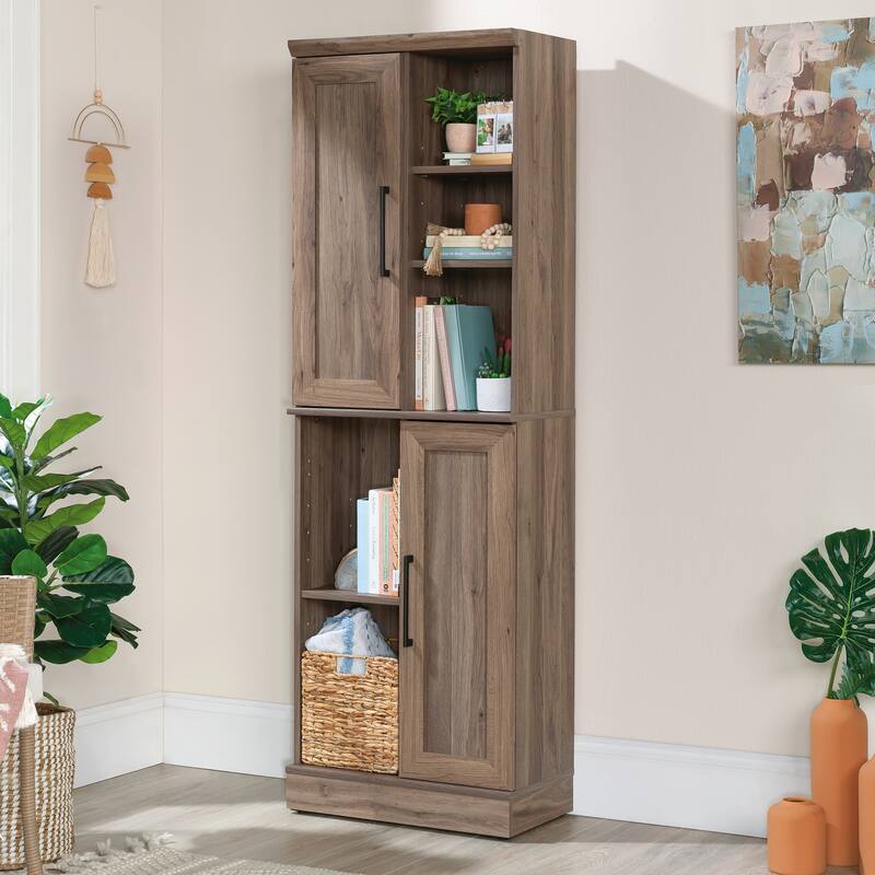 Brown Adjustable Shelf Storage Cabinet Bookcase 71 Inch Tall with 6 Shelves Multi-Room Use