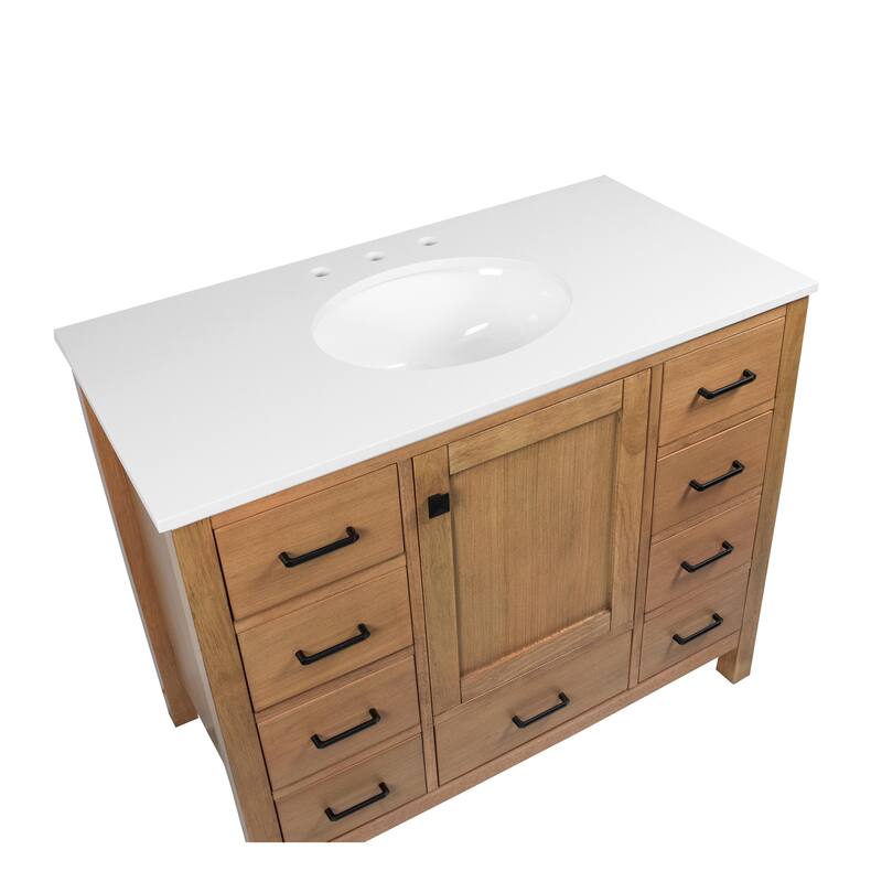 KitchenBathCollection Horizon 42" Bathroom Vanity with Engineered White Top