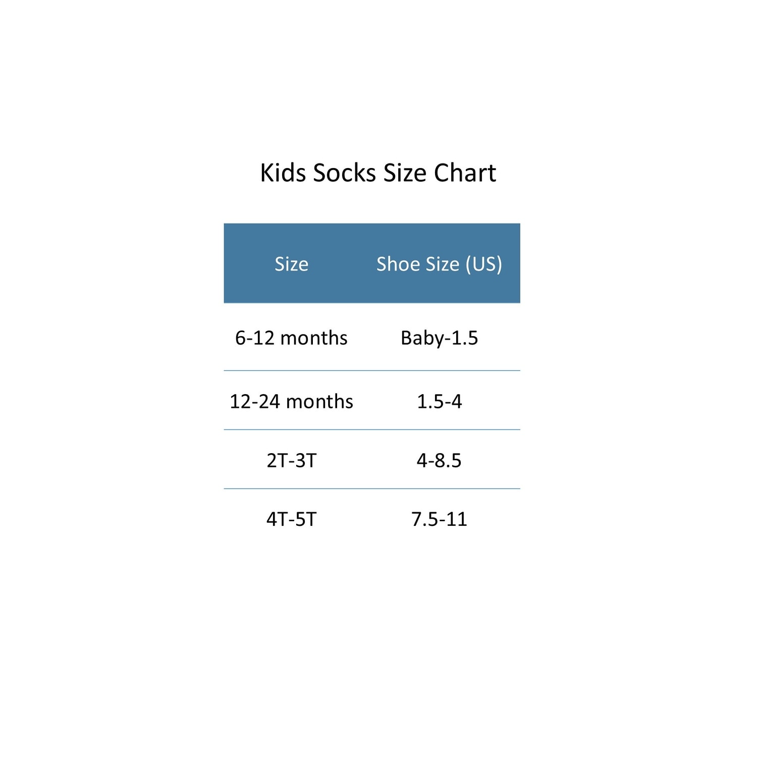 Toddler Shoe Sock Size Chart