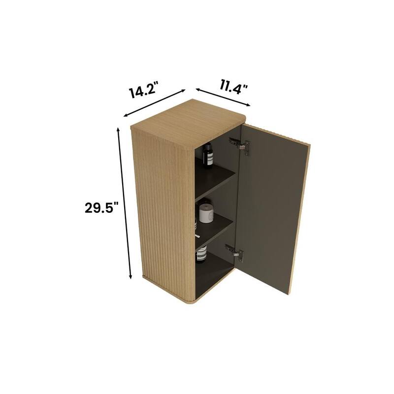 GDFStudio - Floating Wall-Mounted Side Cabinet with Curved Edges and Push-Open Door, Pre-Assembled Storage