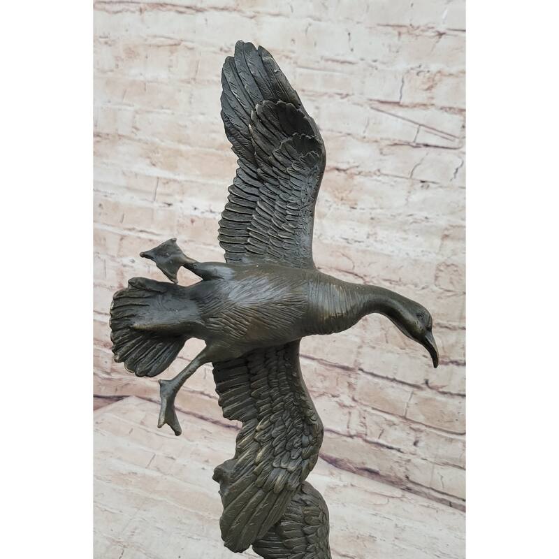 Flying Ducks Family Water Birds Bronze Statue Sculpture Figure Marble Base 17 Inches X 15 Inches