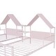 preview thumbnail 7 of 17, Metal Double Twin Size Platform Bed with House-shaped Headboard and a Built-in Nightstand