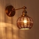 preview thumbnail 7 of 10, Brass Globe Rattan 1-Light Wall Sconce Wall Light