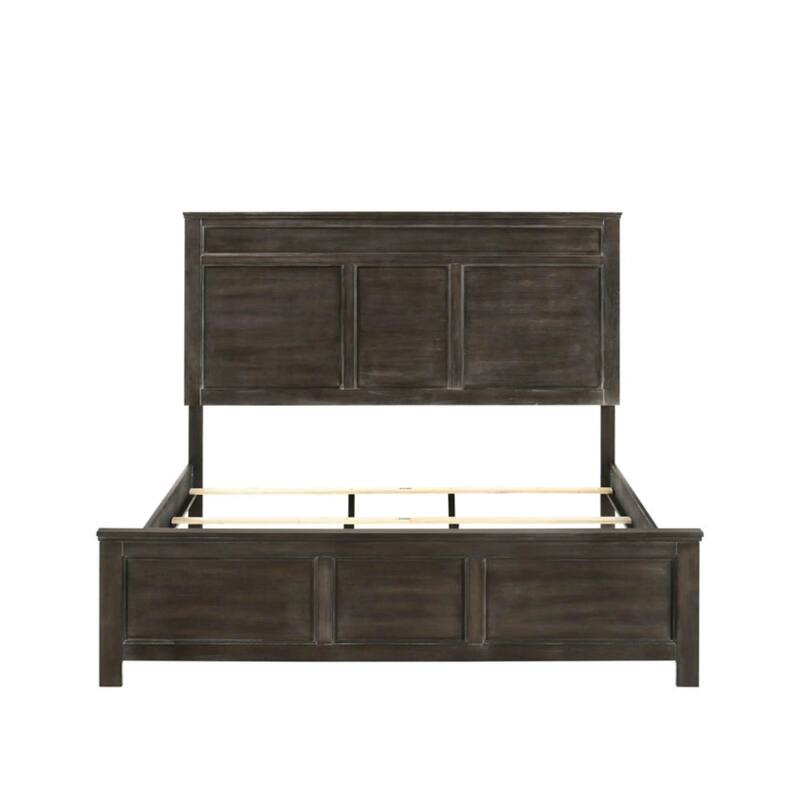 Aver King Size Bed, Transitional Carved Panel Design, Nutmeg Brown Wood