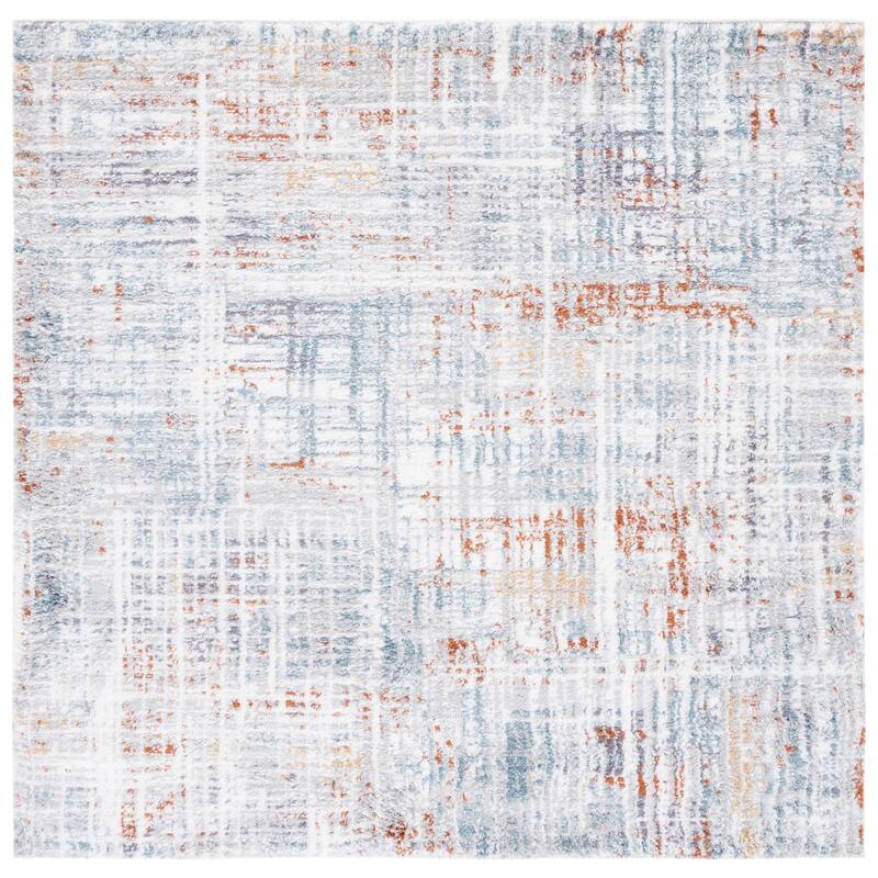 SAFAVIEH Berber Shag Penina Rug - 8' Square - Blue Rust/Ivory