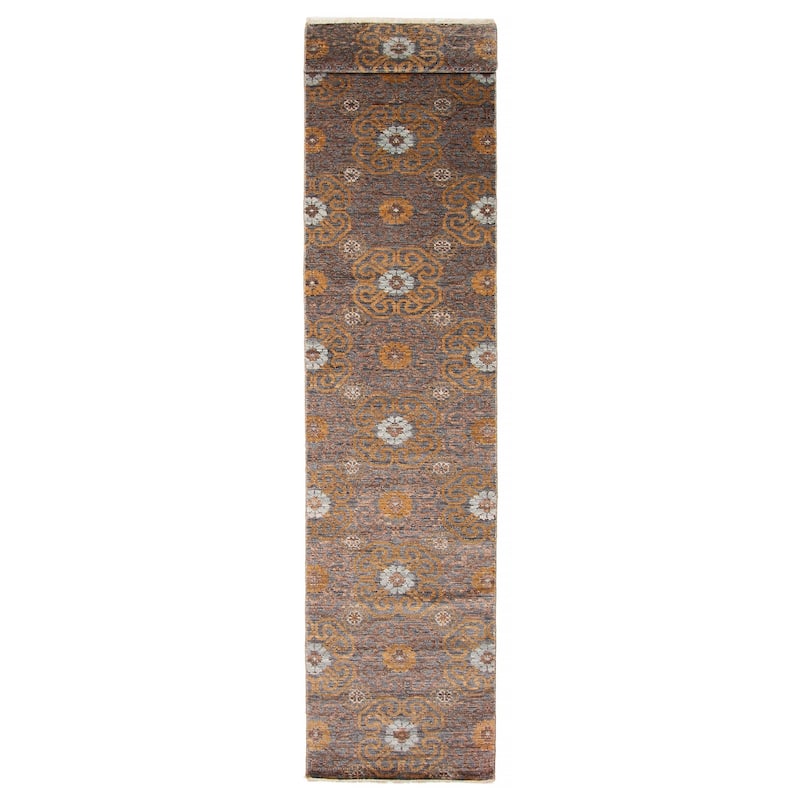 ECARPETGALLERY Hand-knotted Mystique Dark Grey Wool Rug - 2'8 x 21'8 - Dark Grey - 2'8 x 21'8