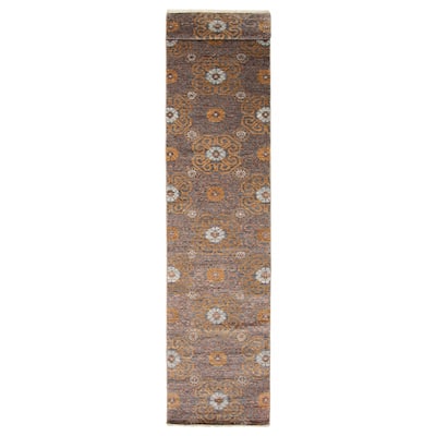 ECARPETGALLERY Hand-knotted Mystique Dark Grey Wool Rug - 2'8 x 21'8