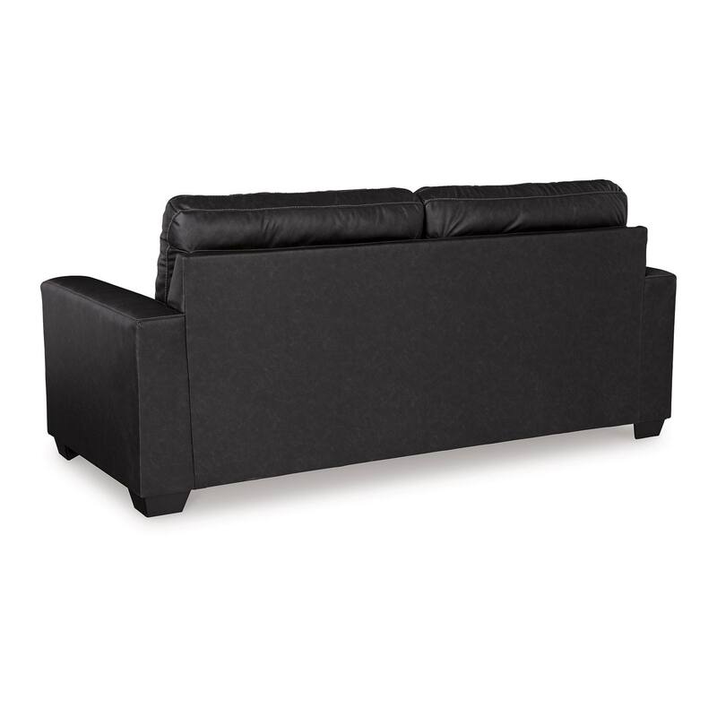 Barl Sofa Sleeper, Queen Size Pull Out Bed, 85 Inch Black Faux Leather