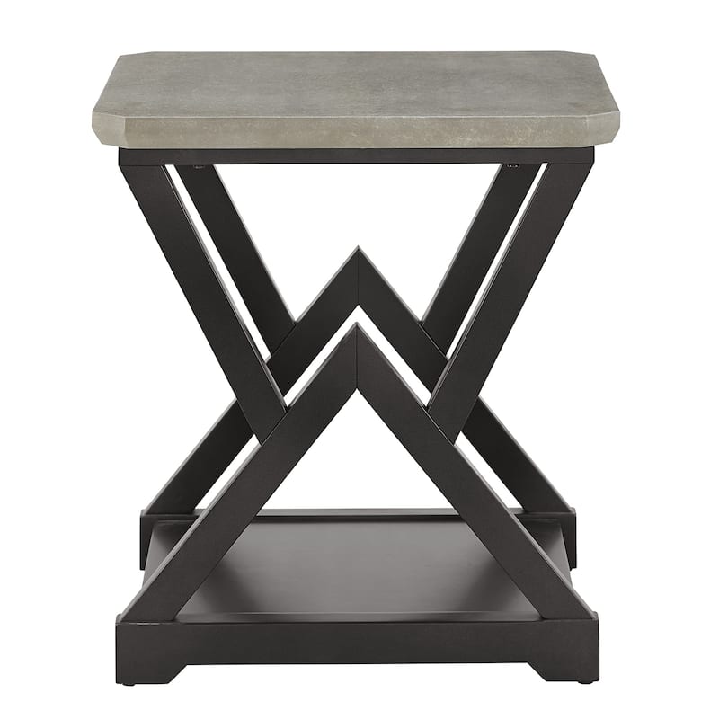 Brasov Black Finish Light Grey Fiber Cement Top Table by iNSPIRE Q Modern