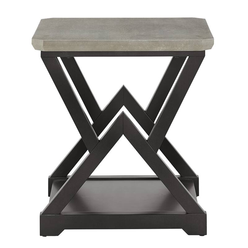 Brasov Black Finish Light Grey Fiber Cement Top Table by iNSPIRE Q