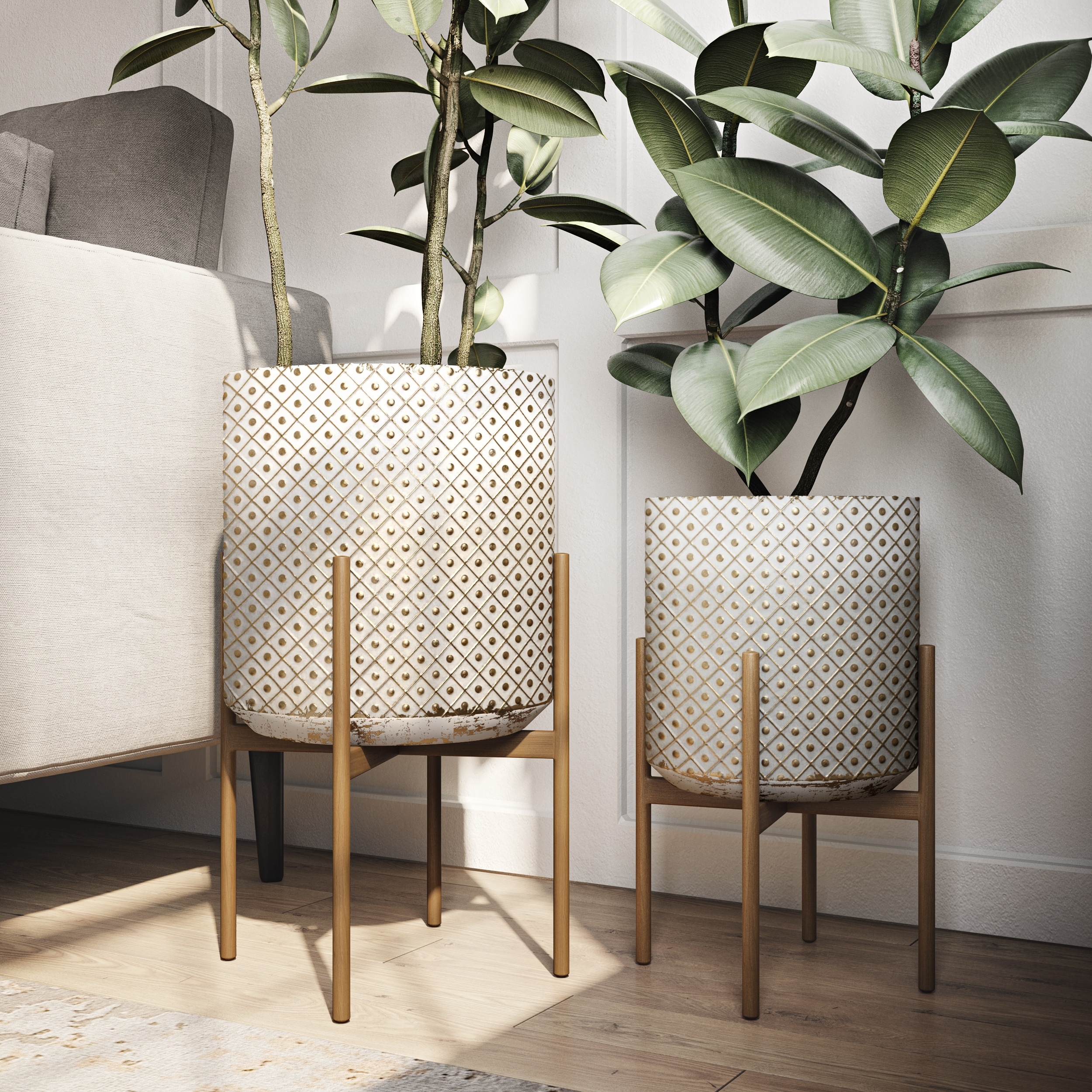 Lacey Bronze Planters (Set of 2)