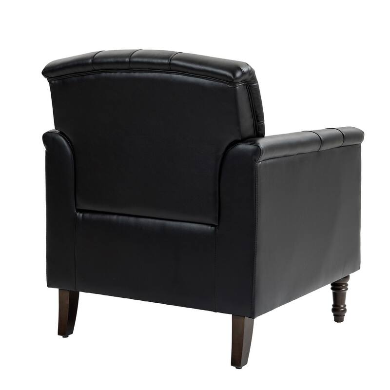 Modern Tufted Accent Chair with Nailhead Trim, Faux Leather Armchair