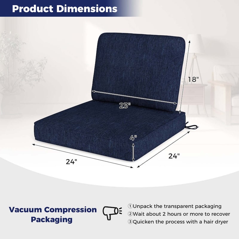 2/4/6/8 Pack Outdoor Chair Cushion Deep Seat &Backrest Pillow Set