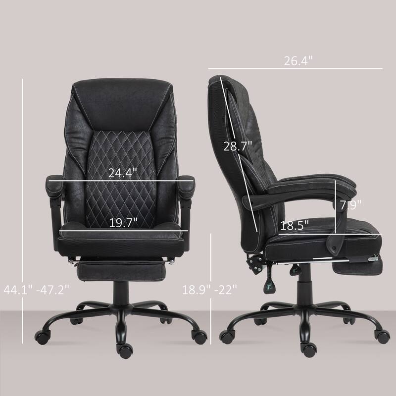 Ergonomic High-Back Swivel Desk Chair with Thick Cushion, Footrest, Smooth Mobility, and Modern Microfiber Upholstery