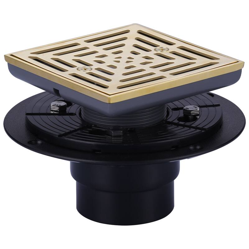 WOWOW 4.5 in. Floor Drain with Square Screw-Tite Strainer - Gold