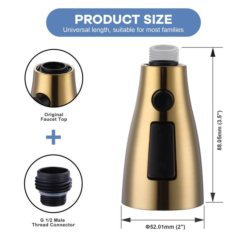WOWOW 3-Function Pull Down Kitchen Faucets Spray Head with 9-Adapters
