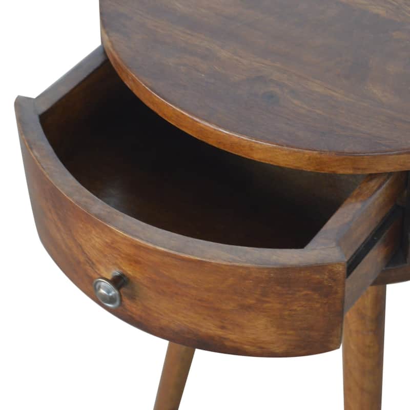 Artisan Furniture Solid Wood Nordic Chestnut Circular Nightstand